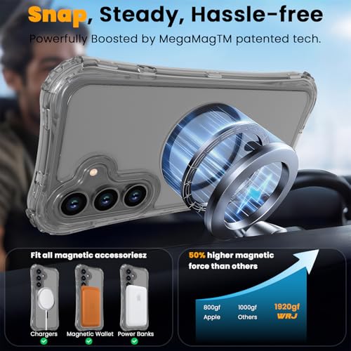 WRJ Magnetic Clear for Samsung Galaxy S26 FE Case,Samsung S25 FE Case [Fit for MagSafe][Military Grade Drop Protection] Translucent Shockproof Protective Phone Case-Black - color: Black, style: Transparent