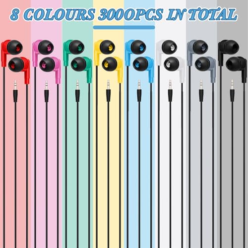 Kigeli 300 Packs Wired Earbuds Bulk, Pure Black - color: Pure Black