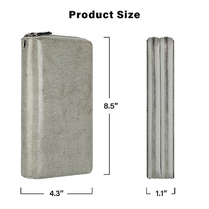 Small Compact Women Wallet RFID Blocking Genuine Leather Bifold Purse with ID Windows - color: 2-waxed Gray, size: One Size