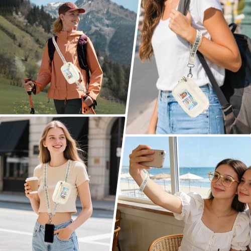 Clip and Go Strap for Phone with Wallet Crossbody Lanyard (White Green) - color: White Green