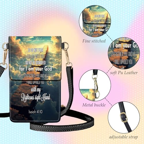 Small Crossbody Bags for Women Touchscreen Cell Phone Bag Cross Body Purses with adjustable Strap,Gifts For Teenage Girls - color: Scripture Isaiah 41:10