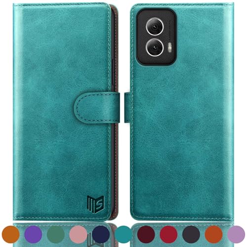 SUANPOT for Motorola Moto G Power 5G 2024 6.7" Wallet case with RFID Blocking Credit Card Holder,Flip Book PU Leather Protective Cover Women Men for Power 5G 2024 Phone case Blue Green - color: Blue Green