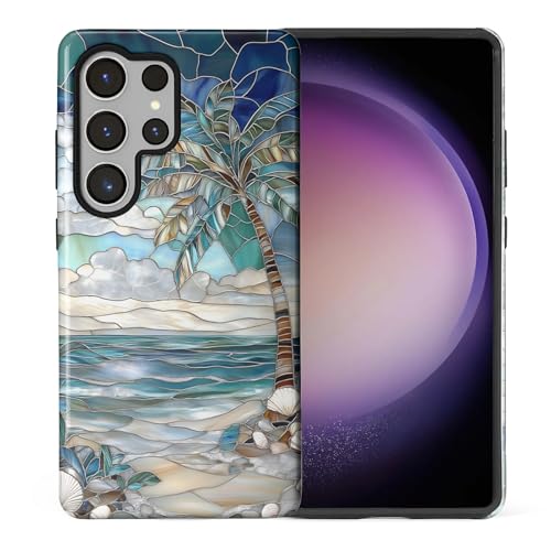 Case for Samsung Galaxy S24 Ultra,Anti-Scratch Full-Body Cover Shockproof Slim Design Case,PC Hard Shell & Silicone Inner Bumper -Beach Palm Tree - color: Beach Palm Tree, size: Galaxy S24 Ultra