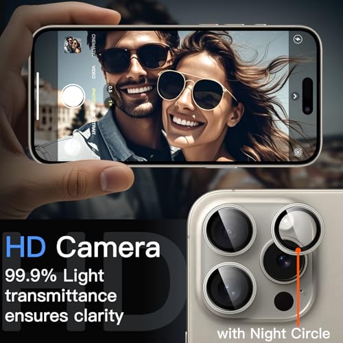 JETech Camera Lens Protector for iPhone 15 Pro/15 Pro Max, Natural Titanium - color: Natural Titanium