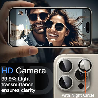 JETech Camera Lens Protector for iPhone 15 Pro/15 Pro Max, Natural Titanium - color: Natural Titanium