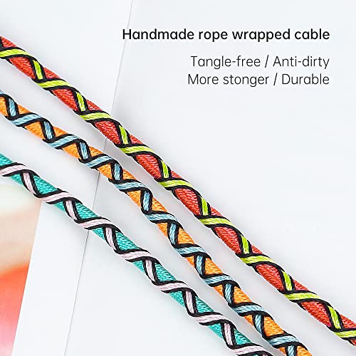 Colorful Fun in-Ear Wired Earbuds Headphones - Braided Earphones with Microphone for Cell Phones MP3 Laptop Tablets Fabric Braided Headset (7#) - color: UH-004MZF-7#
