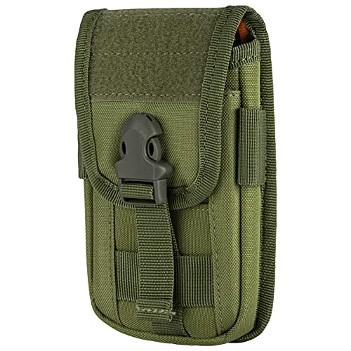 Tactical Molle Pouch Compact Utility EDC Waist Pack Phone Holster with Card Slots for 4.7"-6.9" Phone - color: Green