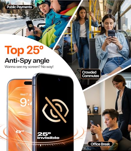TORRAS for iPhone 17 Pro Privacy Screen Protector [25° Anti Spy] [Military-Grade 9H+ Aerospace Tempered Glass] Anti-Scratch Full Coverage Fit Privacy Screen Protector 17 Pro 6.3" 2-Pack - size: 17 Pro(6.3 inch)