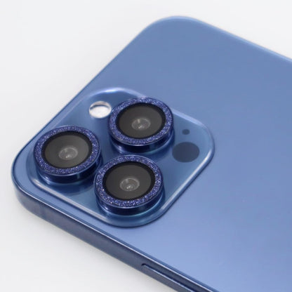 BONVAN for iPhone 15 Pro / 15 Pro Max / 14 Pro / 14 Pro Max Camera Lens Protector Bling Glitter Metal Crystal Tempered Glass Screen Accessories Lens Cover (DK.Blue) - color: DK.Blue