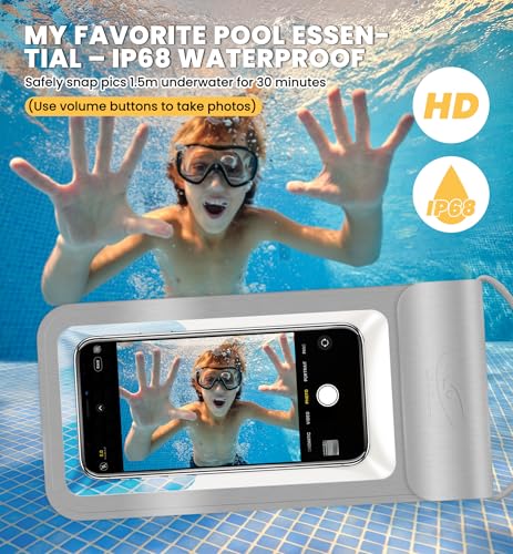 HiRui Universal Waterproof Phone Pouch with Touch Screen, IP68 Waterproof Phone Case Dry Bag for Beach, Compatible with iPhone 17/16/Pro/Plus/Max/15, Galaxy S24+/25+, Fits up to 6.9", Silver, X-Large - color: Silver, size: X-Large