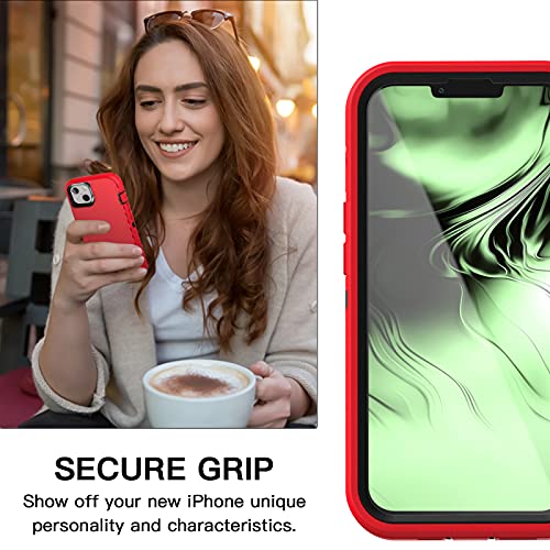 AICase for iPhone 13 Pro Max Case with Belt-Clip Holster, Screen Protector, Heavy Duty Protective Phone Case, Military Grade Full Body Protection Shockproof/Dustproof/Drop Proof Rugged Cover - color: Red