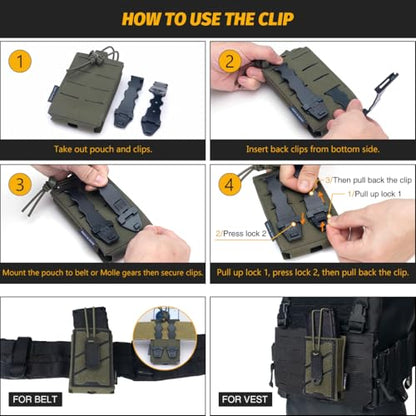 IDOGEAR Tactical Phone Pouch Molle Magazine Pouches Universal Utility Smartphone Holster Bag Outdoor EDC Waist Pouch Compatible with Phones Up to 6.7 Inches 500D Nylon - color: Ranger Green