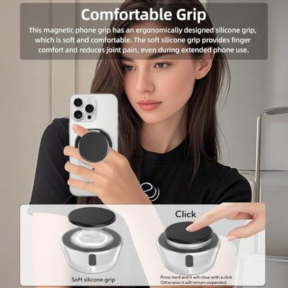 Grippopso for Magsafe Phone Grip, Magnetic Phone Grip Holder - color: Clear Black