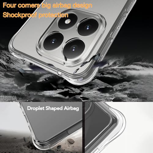 USTIYA Case for Xiaomi 15T 5G Clear TPU Four Corners Military-Grade Protection Cover Transparent Soft funda