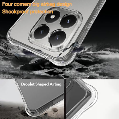 USTIYA Case for Xiaomi 15T 5G Clear TPU Four Corners Military-Grade Protection Cover Transparent Soft funda