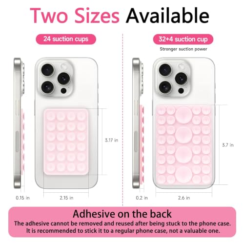 QxbBox 2Pack Silicone Suction Phone Case Mount, Suction Cup with Strong Suction Power, Hands-Free Phone Accessories Holder, Silicon Adhesive Phone Stand Sticky for Cell Phone White - color: White