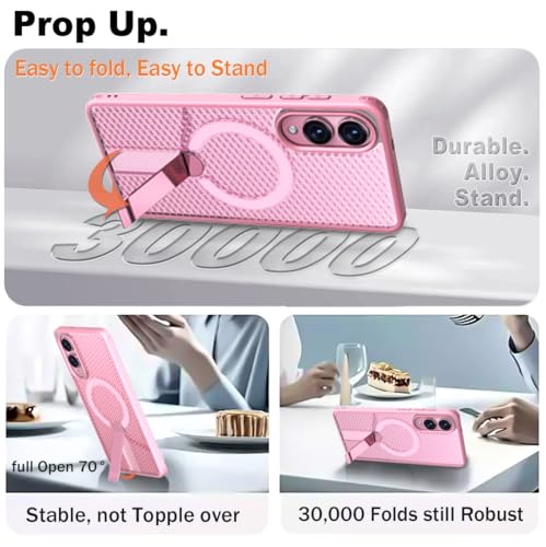 for Samsung Galaxy S25 Edge Case with Stand Compatible with MagSafe +1 Screen Protector, [Built in Kickstand &Magnet][Heat Dissipate] Protective Matte Case for Galaxy S25 Edge (Pink) - color: Pink