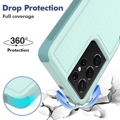for Samsung Galaxy S24 Ultra Case: Dual Layer Protective Heavy Duty Cell Phone Cover Shockproof Rugged with Screen Protector - Military Protection Bumper Tough - Samsung Galaxy S24 Ultra 2024, Green - color: Mint Green (PC) + Mint Green (TPU)