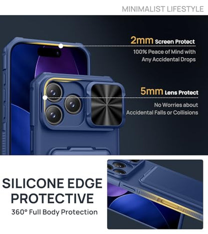 SSLOTSCASE for iPhone 17 Pro Case with Stand & Credit Card Holder, Blue - color: Blue, size: Iphone 17 Pro