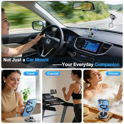 Car Phone Holder for Magsafe [2026 89+LBS Suction & 3700gf Magnetic] 360° Adjustable Cell Phone Mount, Phone Holders for Your Car Dashboard Windshield Camera for iPhone 17-12