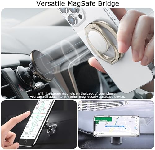 Doflyesky Magnetic Phone Grip for MagSafe Ring Holder, Metal Double Adjustable Gym Finger Ring Grip Kickstand, Removable Phone Grip for iPhone, iPad and Smartphones (Natural Titanium) - color: Natural Titanium