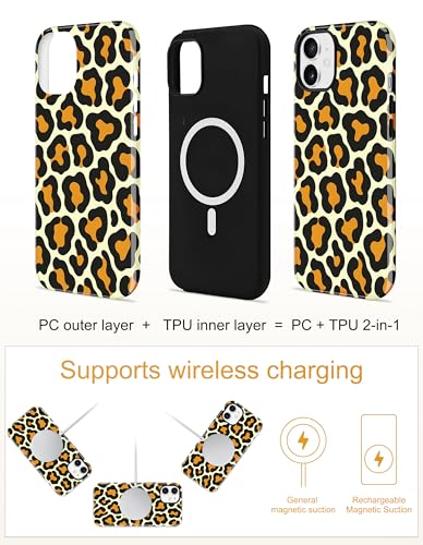 Jusy Magnetic Cheetah Phone Case for iPhone 16 Pro Max,Yellow Leopard | Compatible with MagSafe,Cute Aesthetic Tortoise Shell Design,TPU and PC Protective Shockproof Cover - color: Yellow Leopard