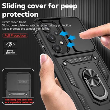 for Galaxy A35 5G Case,with Screen Protectors and Camera Cover,[Military Grade] 16ft.Drop Tested Cover with Magnetic Kickstand Protective Case for A35 5G, Black - color: Black