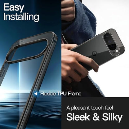 JETech Case for Google Pixel 10/10 Pro, Anti-Yellowing, Obsidian Black | Shockproof Protection, Scratch Resistant Hard PC Back, Durable Transparent TPU Bumper - color: Black, size: Pixel 10/10 Pro