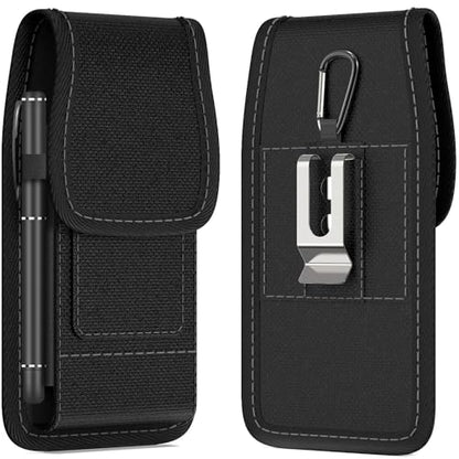 Holster for Motorola Moto G Power/G Play/Moto G/G36 G06 G57 Pure G05 2026 2025 2024 2023 Cell Phone Case Belt Clip Carabiner Card ID Holder Nylon Pouch Bag (Fits Otterbox or Case on)