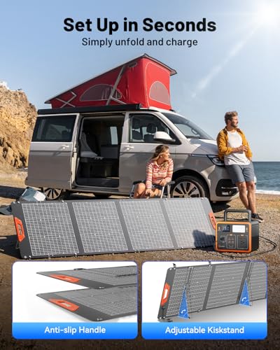 SOLUPUP 200W Portable Solar Panel–24% High Efficiency Bifacial Solar Panel with MC4 Output,Waterproof Foldable Solar Charger with Kickstand for Power Station RV Camping Off-Grid and Blackoutss - size: New 200W