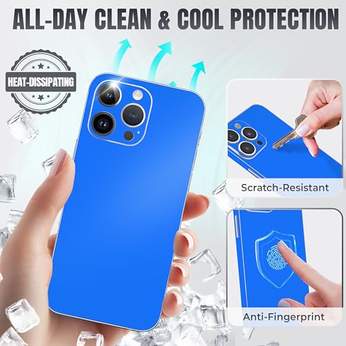 2Pcs Skin Wrap Compatible for iPhone 15 Pro – Slim Decal Vinyl Protective Film for Sides & Back – Sleek Fit, Premium Look – Compatible with All iPhone 15 Pro Cases - Royal Blue - color: Royal Blue