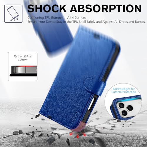 TUCCH Wallet Case for iPhone 17 Pro Max (6.9") 2025, Flip Stand, Klein Blue | RFID Blocking, 4 Card Holders, Kickstand, PU Leather, Shockproof TPU Shell, Magnetic Closure, Protective Folio Cover - color: Textured Klein Blue