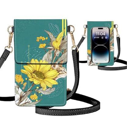 Small Crossbody Bags for Women Touchscreen Cell Phone Bag Cross Body Purses with adjustable Strap,Gifts For Teenage Girls - color: The Hidden Cat & Flower