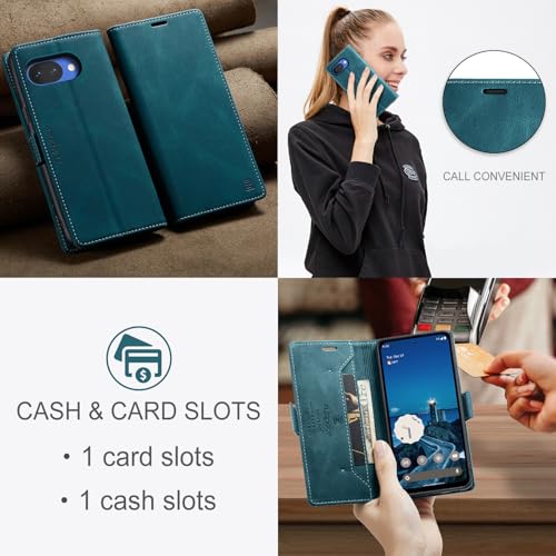 HAII Case for Google Pixel 10a 6.3",PU Leather Folio Flip Wallet Case with Card Holster Stand Kickstand Magnetic Closure Shockproof Phone Cover for Google Pixel 10a (Blue) - color: Blue