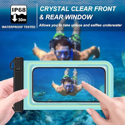IP68 Waterproof Phone Pouch Floating, Up to 6.7", Green - color: Green, size: Up to 6.8"