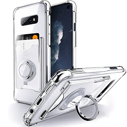 Shields Up for Samsung Galaxy S10E Case with Card Holder Stand, Clear - color: Clear, size: Galaxy S10E