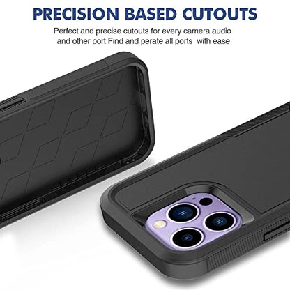 Heavy‑Duty Rugged Anti‑Drop Shockproof Protective Phone Case for iPhone 14 Pro, Durable Protective Shell, Black - color: Black, size: iPhone 14 Pro