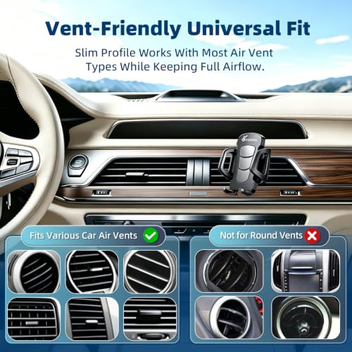 Vansky 3-in-1 Car Phone Holder: 3 Mountings - Fits Windshield Dash Vent