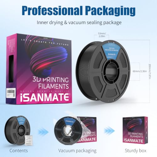 iSANMATE TPU 85A Filament 1.75mm, Black TPU Flexible Filament 85A, 1kg | iSANMATE Filament; Soft Flexible TPU HF; Compatable with Bambu Lab & most FDM 3D Printers; 1kg/2.2lbs; 50-80mm/s - color: Black, size: TPU-85A