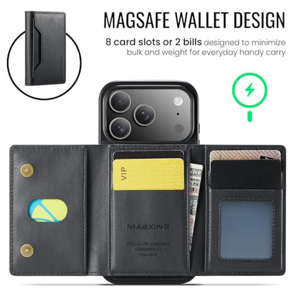 K2 2 in 1 Detachable Magnetic Phone Cases Compatible with iPhone 17 Pro Case with Card Holder RFID Blocking, Compatible with Magsafe Wallet, Leather 6.3'' (Black, iPhone 17 Pro) - color: Black, size: iPhone 17 Pro