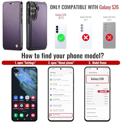 for Galaxy S26 Slim Wallet Case Compatible with Magsafe, Purple - color: Purple, size: Galaxy S26