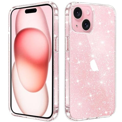 JJGoo Compatible with iPhone 15 Case Glitter, Clear Transparent Soft TPU Sparkle Anti-Scratch Shockproof Protective Phone Bumper, Women Girls Slim Bling Sparkly Phone Case - color: Clear, size: for iPhone 15