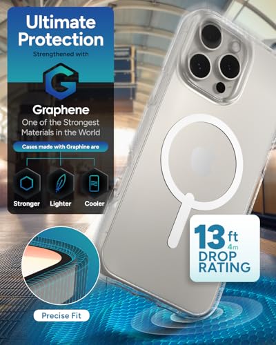 ZAGG Crystal Palace Snap Case for iPhone 16 Pro Max – Military-Grade 13ft Drop Protection, MagSafe Compatible, Crystal Clear, Anti-Yellowing, Graphene-Reinforced, Made from Recycled Materials - size: iPhone 16 Pro Max, style: With Magsafe