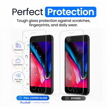 Ocushield Anti Blue Light Tempered Glass Screen Protector of iPhone 7 Plus & iPhone 8 Plus (5.5") – Blocks Blue Light, Prevents Eye Strain & Helps You Sleep Better, 9H Hardness & Case Friendly - size: iPhone 7 | 8 Plus