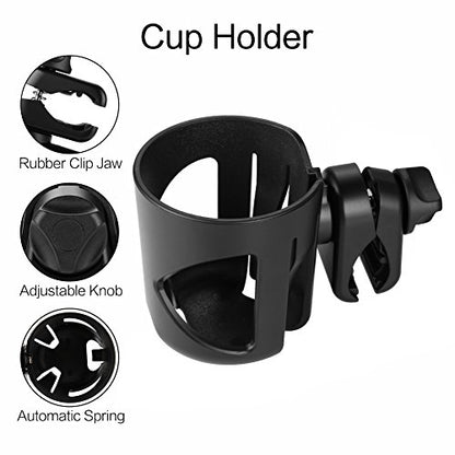 Accmor Stroller Cup Holder, Cup Holder for Walker Bike Wheelchair - color: All Black & All Black