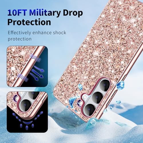 Galaxy S26 Glitter Case for Samsung Galaxy S26 5G Phone Case for Women Girls, Slim Ultra Thin Matte Back Shockproof Full Body Protective Cover for Samsung S26 5G, Crystal Bling Case, 2026 (Rose Gold) - color: Rose Gold