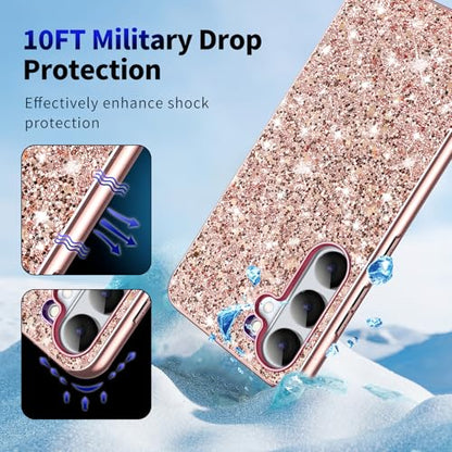 Galaxy S26 Glitter Case for Samsung Galaxy S26 5G Phone Case for Women Girls, Slim Ultra Thin Matte Back Shockproof Full Body Protective Cover for Samsung S26 5G, Crystal Bling Case, 2026 (Rose Gold) - color: Rose Gold