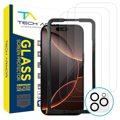 Tech Armor Screen Protector for iPhone 16 Pro Max, Ballistic Glass, 3-Pack - size: iPhone 16 Pro Max-6.9 Inch