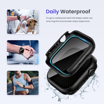 Goton Privacy Waterproof Case for Apple Watch Series 11/10 42mm - color: Matte Black, size: 42 mm