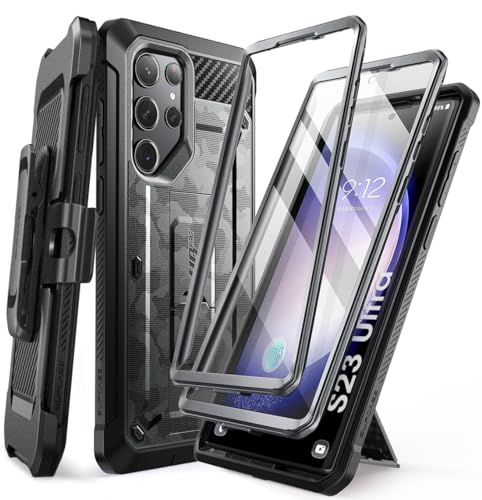 SUPCASE for Samsung Galaxy S23 Ultra Case with Stand, [Unicorn Beetle Pro] [2 Front Frames] [Built-in Screen Protector & Belt-Clip] Military-Grade Protection Phone Case for Galaxy S23 Ultra, CamoGray - color: CamoGray